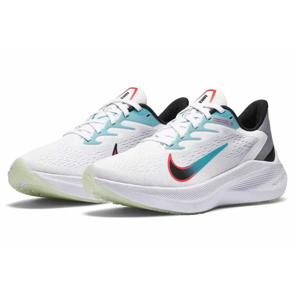 NIKE MENS ZOOM WINFLO 7 RUNNING SHOES White/Black/Flash Crimson Size 11 US main image 5